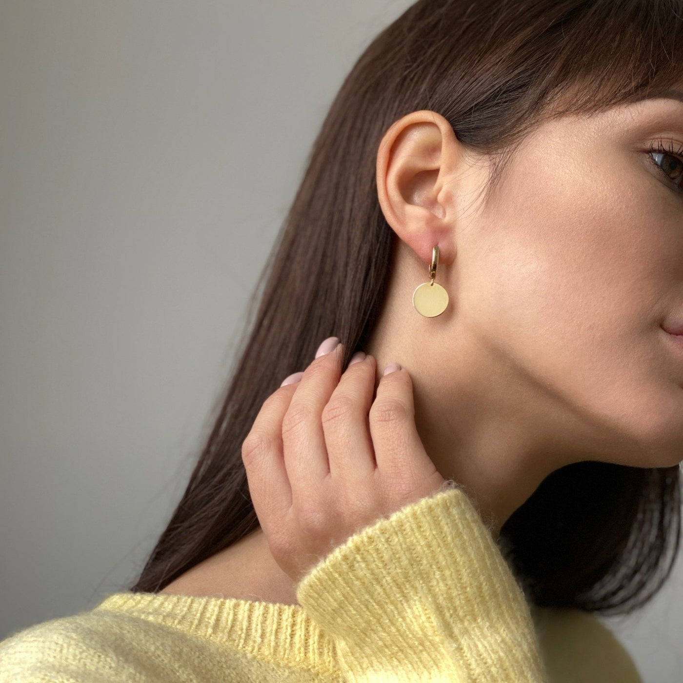 Yellow Gold Circle Earrings