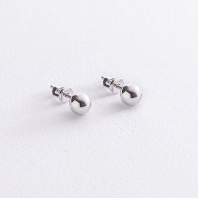 White Gold Ball Stud Earrings (6 mm)