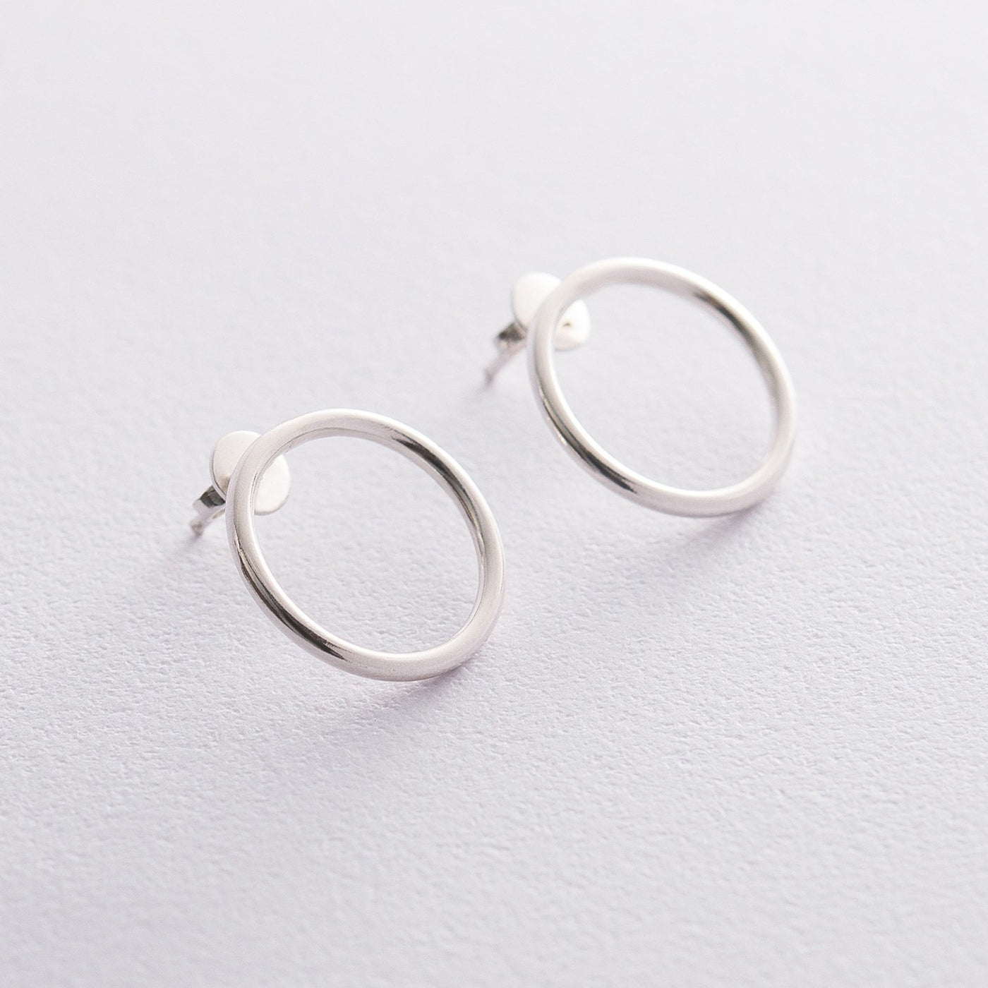 Silver stud earrings Big circle 1.9 cm