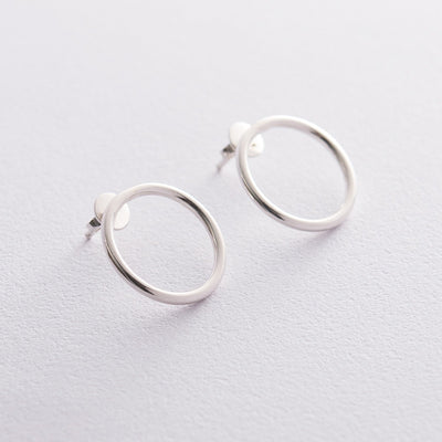 Silver stud earrings Big circle 1.9 cm