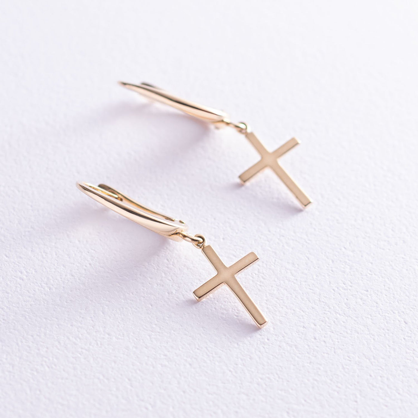 Yellow Gold Cross Earrings