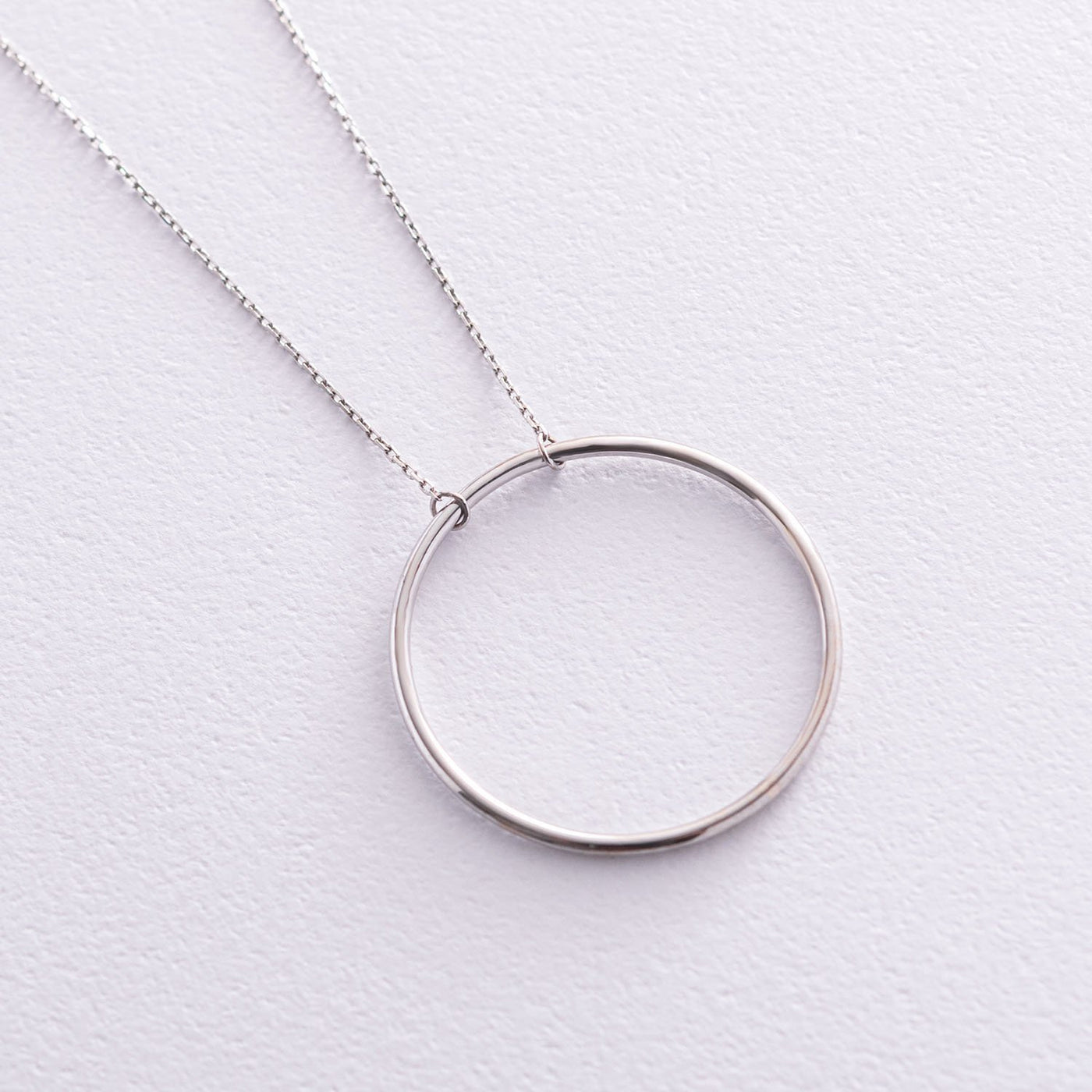 White Gold Big Circle Necklace