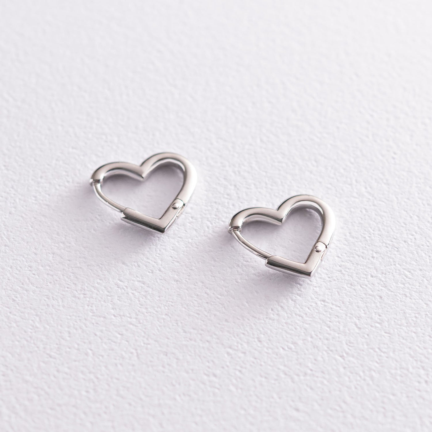 White Gold Heart Earrings