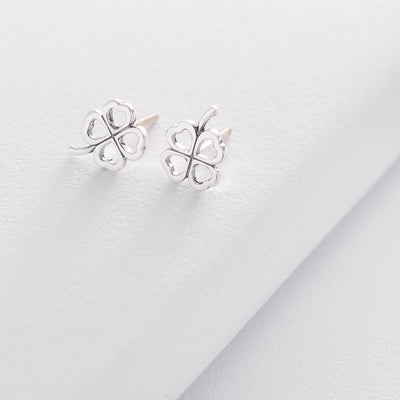 Silver earrings-studs Clover