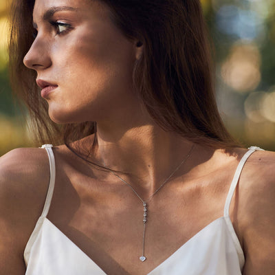 White gold necklace with cubic zirconia