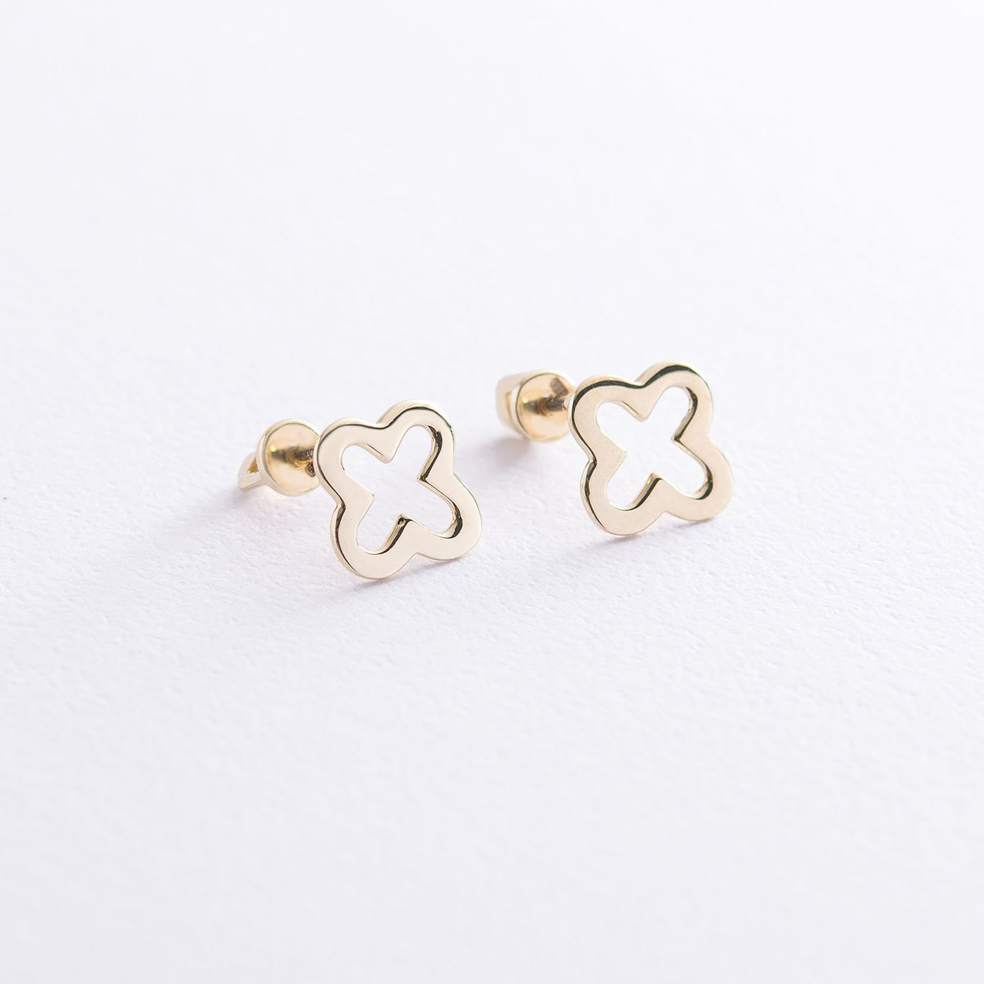 Yellow Gold Clover Stud Earrings