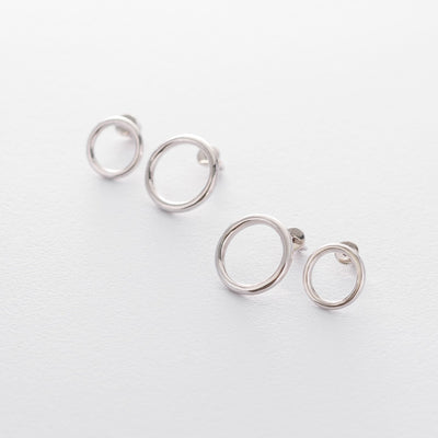 Silver earrings Circle 1.4 cm