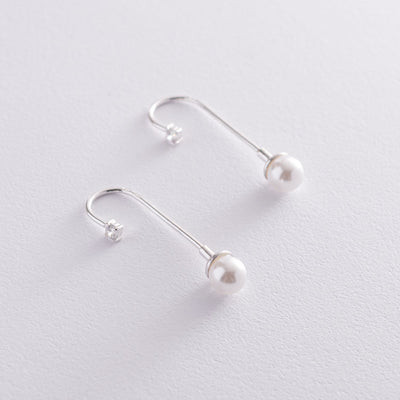 Women Silver Earrings (cubic zirconia, imitation pearls)