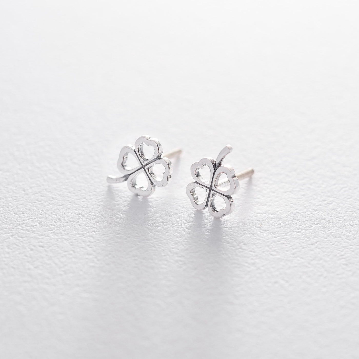 Silver earrings-studs Clover