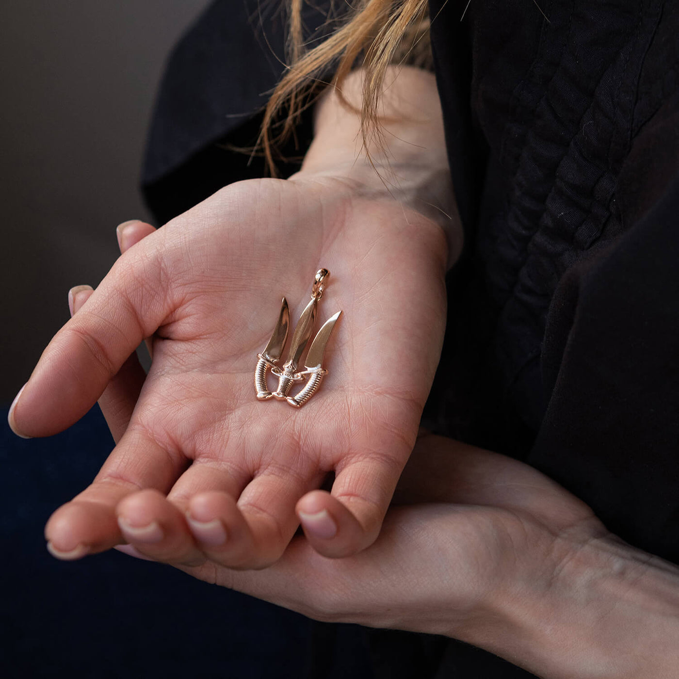 Gold Pendant "Trident with daggers"