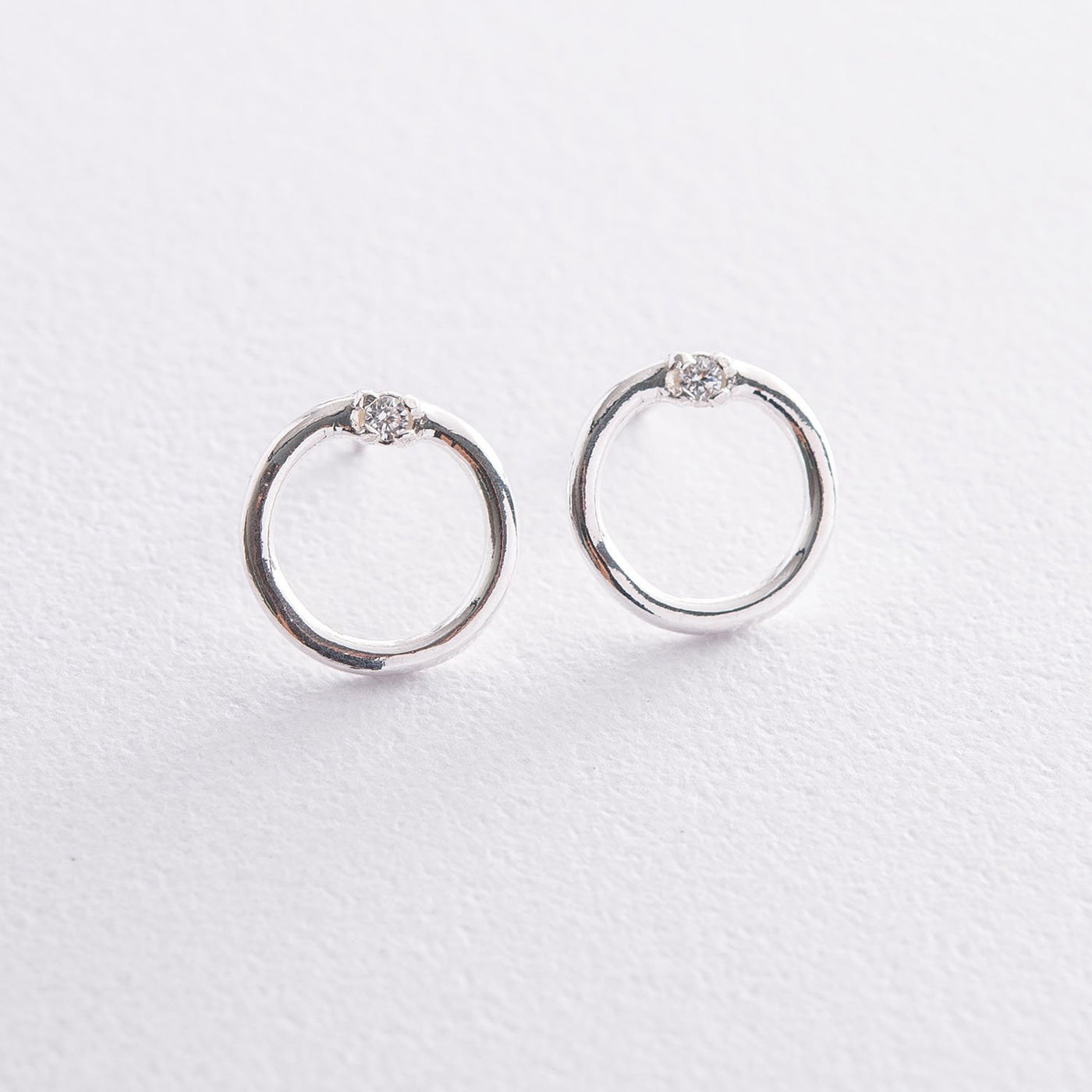 Silver stud earrings  Luck with cubic zirconia