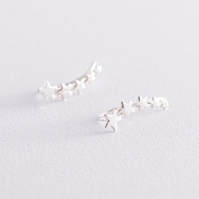 Silver Star Climber Earrings