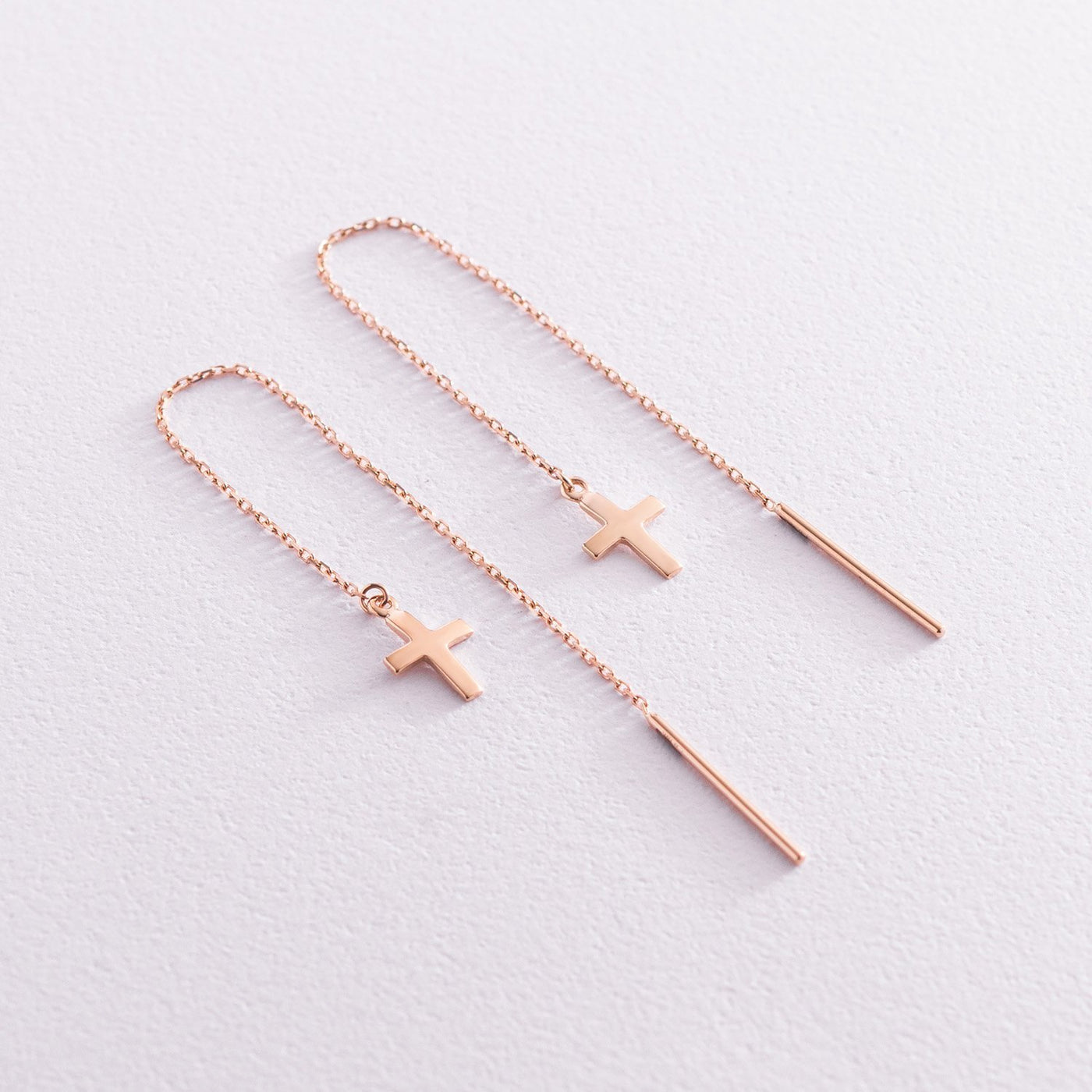 Gold cross chain earrings