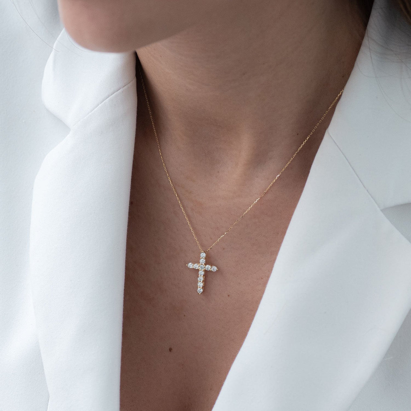 Yellow Gold Cross Necklace