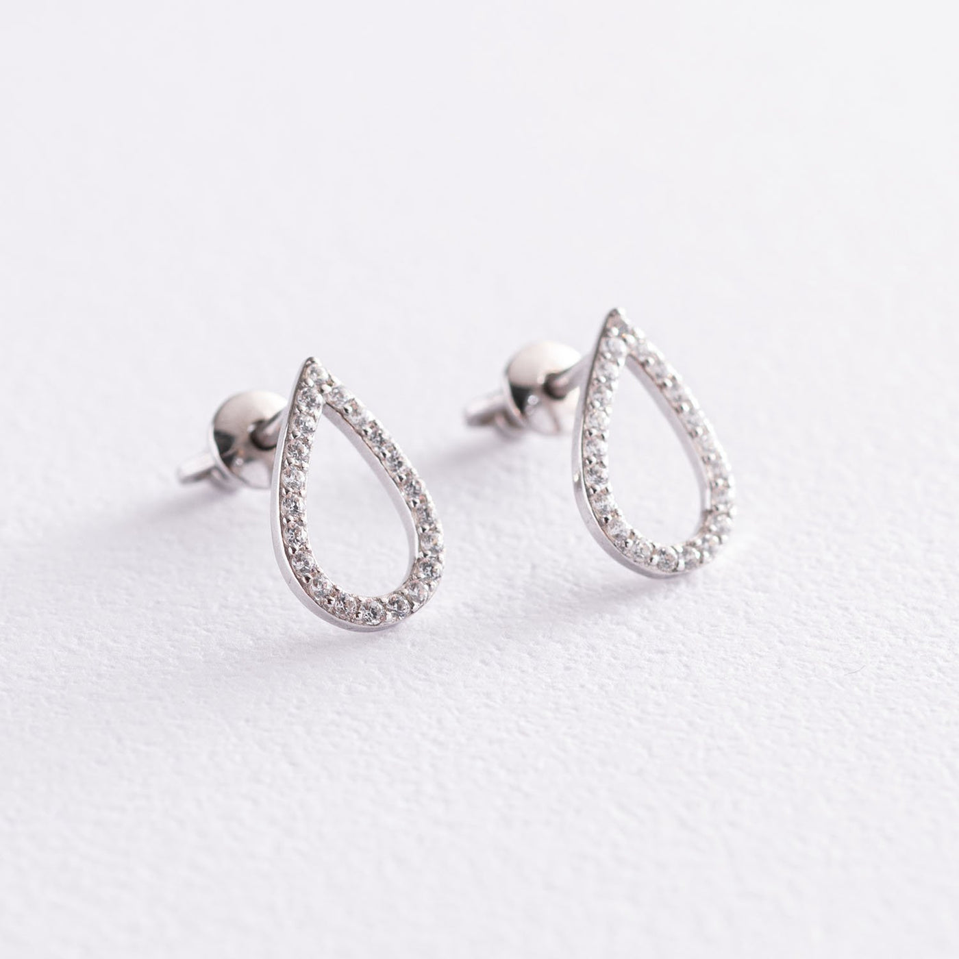 Silver drops stud earrings