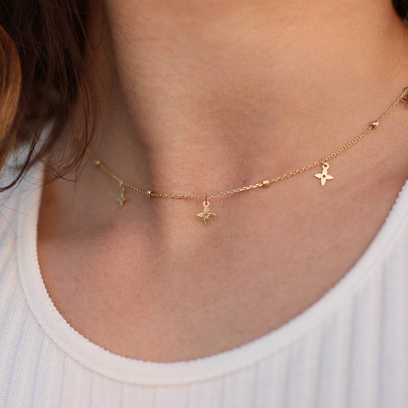 Yellow Gold Clover Necklace