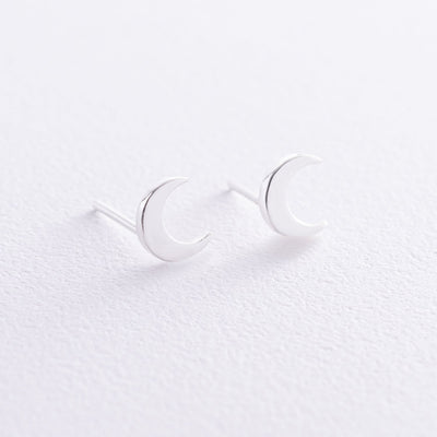 Silver moon stud earrings