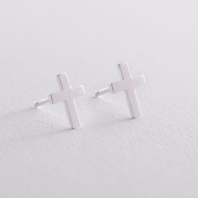 Silver Cross Stud Earrings