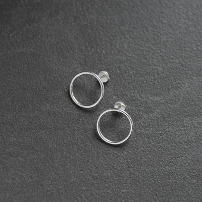 Silver stud earrings Big circle 1.9 cm