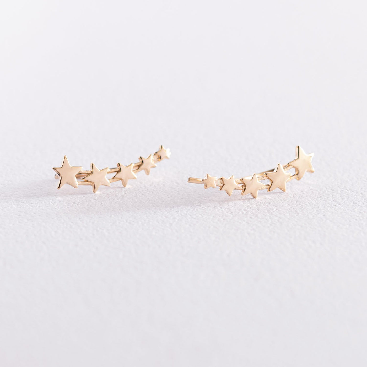 Yellow Gold Star Climber Earrings