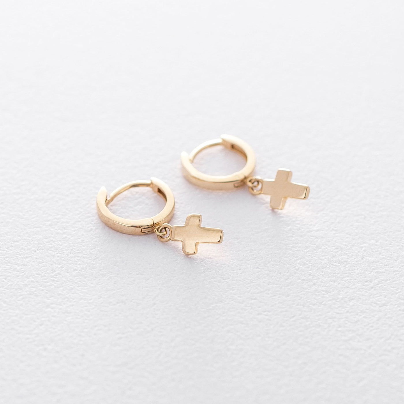 Yellow Gold Cross Earrings