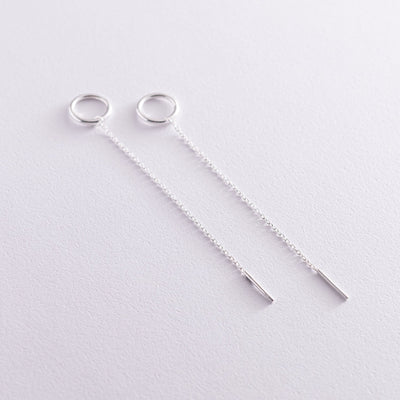 Silver Chain Circle Earrings