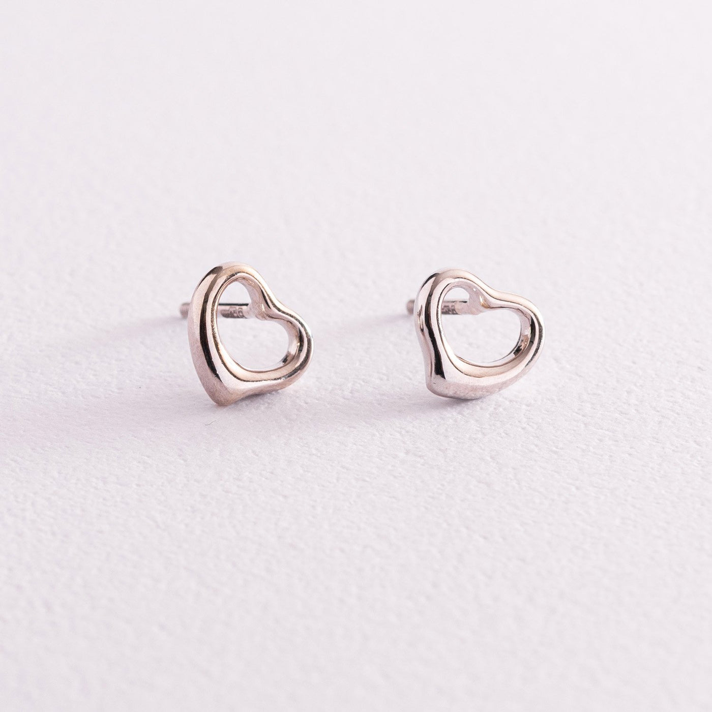 White Gold Heart Stud Earrings