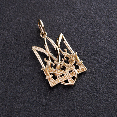 Gold Pendant "Trident with sabers"