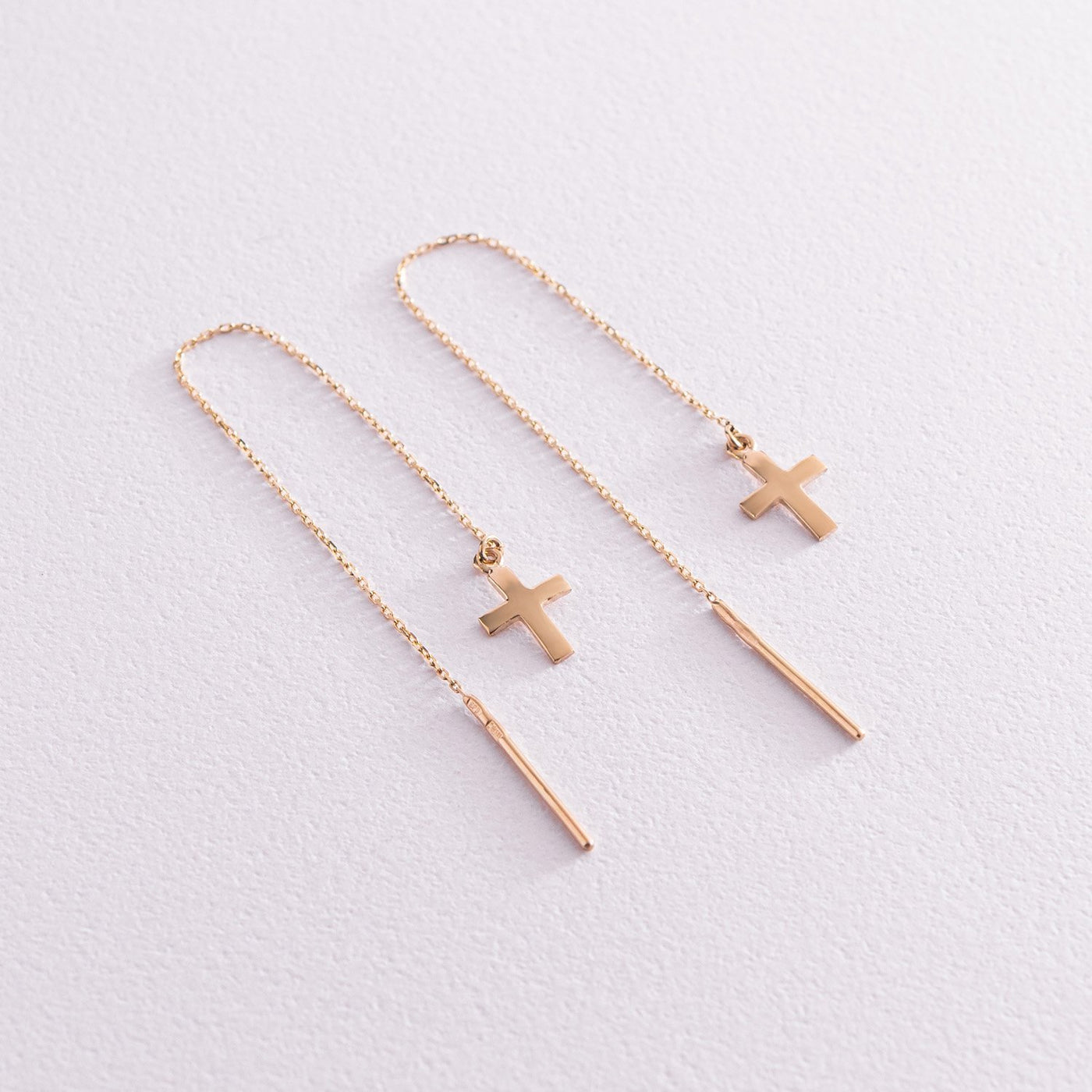 Gold cross chain earrings