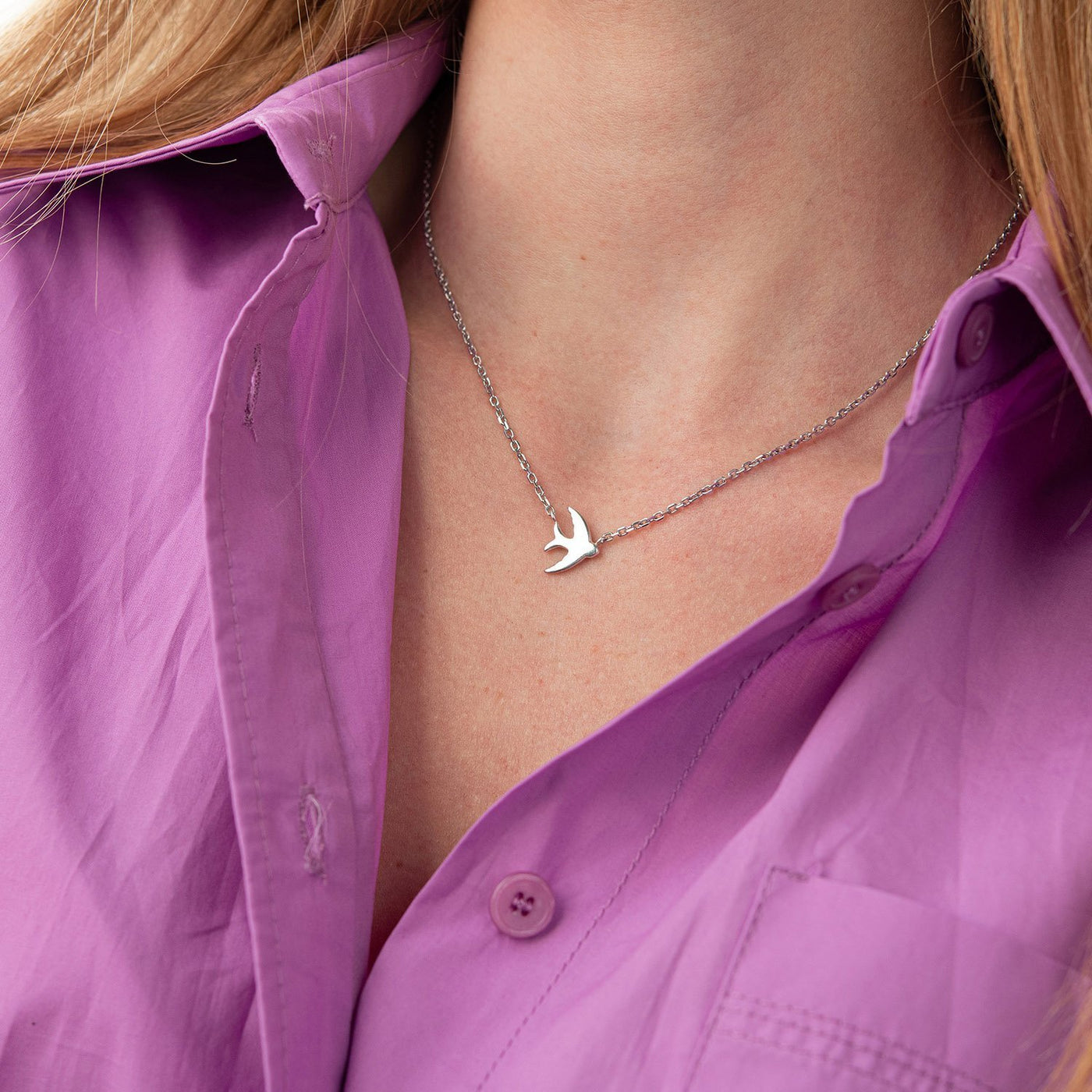 Silver swallow necklace