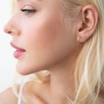 Yellow Gold Kiss Stud Earrings