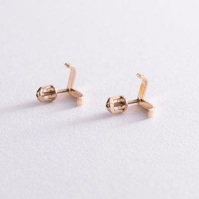 Yellow Gold Stud Earrings Accent