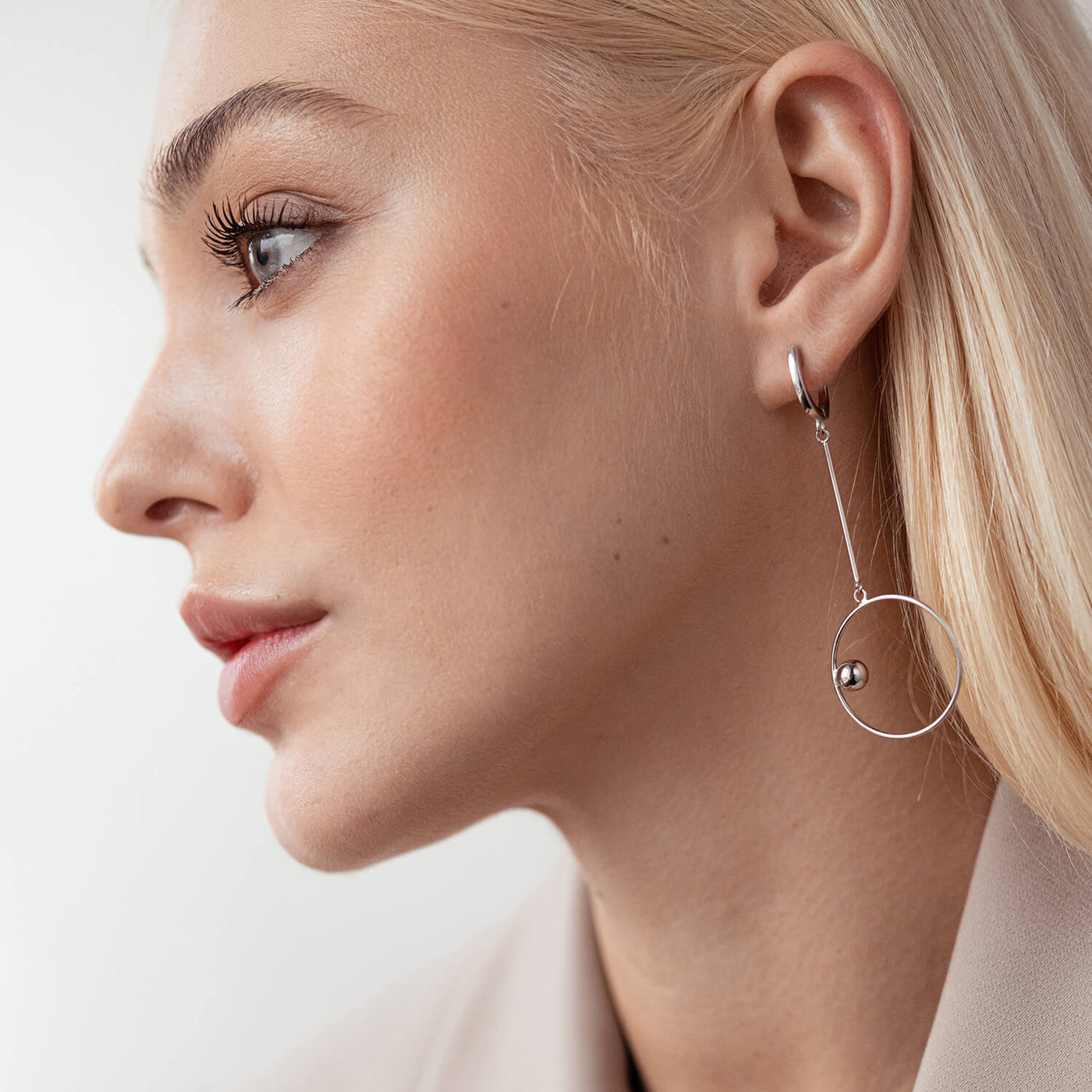 Silver asymmetrical earrings