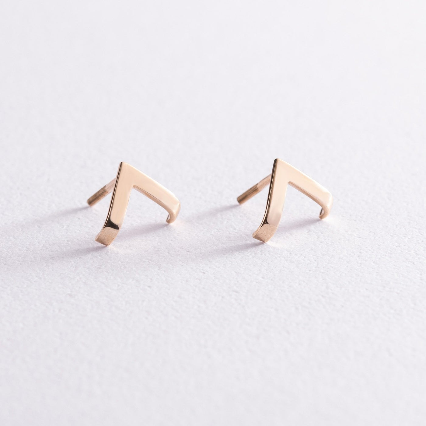 Yellow Gold Stud Earrings Accent