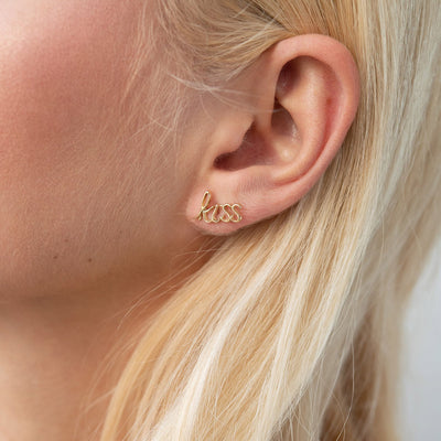 Yellow Gold Kiss Stud Earrings