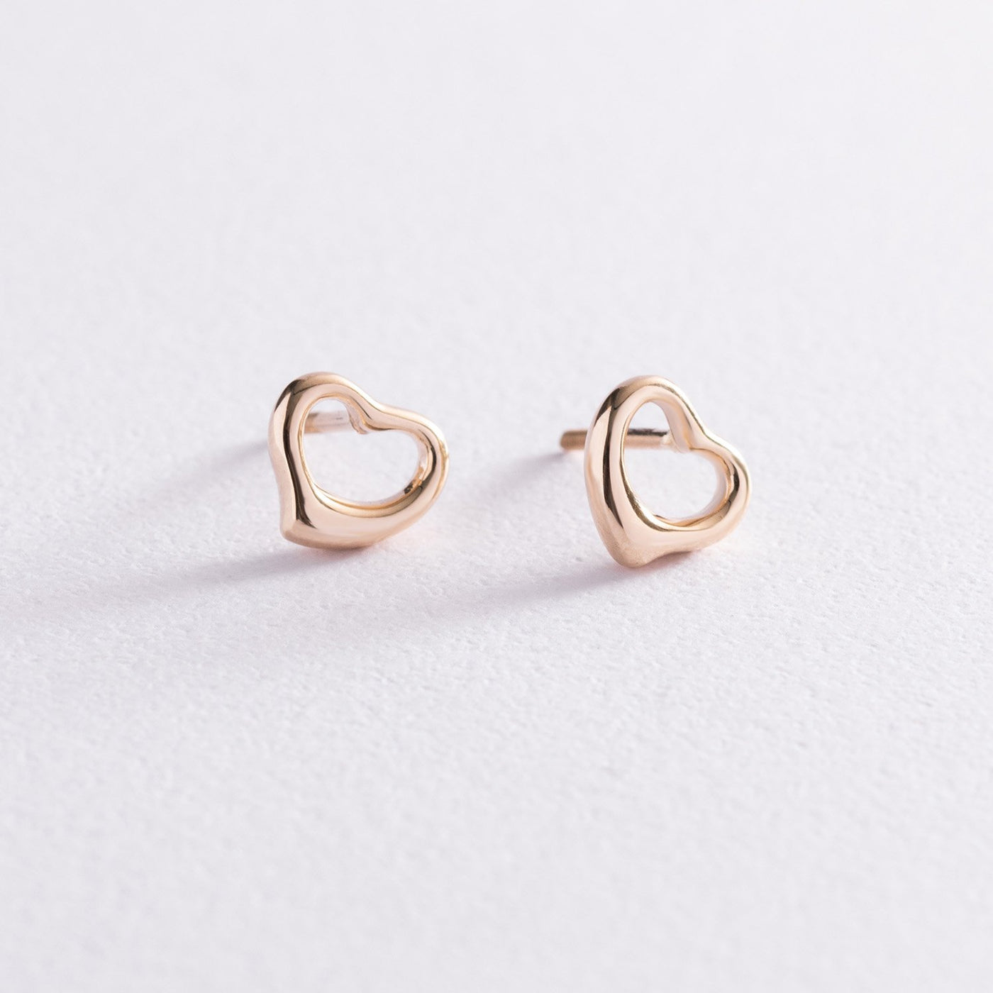 Yellow Gold Heart Stud Earrings