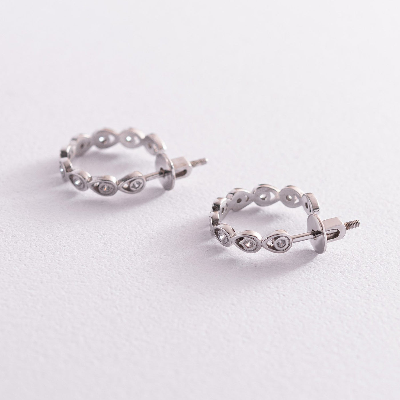 Silver stud earrings with cubic zirconia