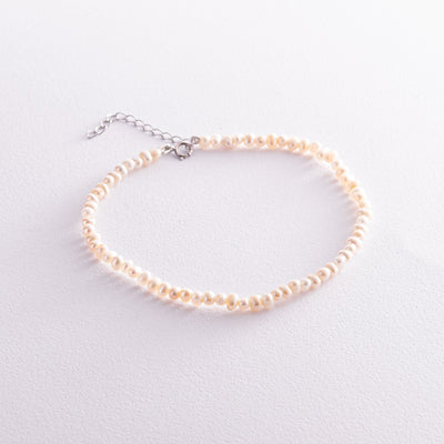 Silver pearl leg bracelet