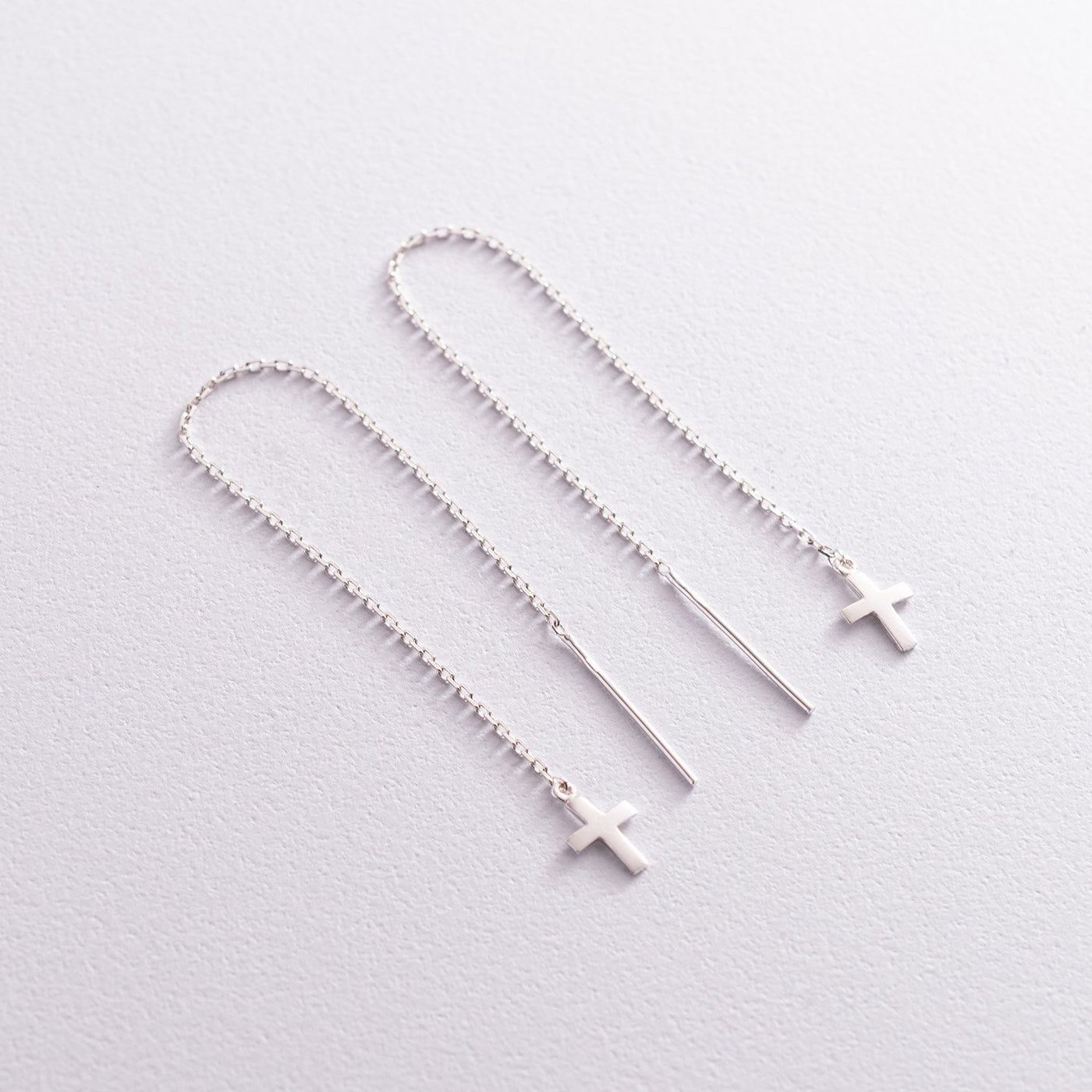 Silver cross chain earrings