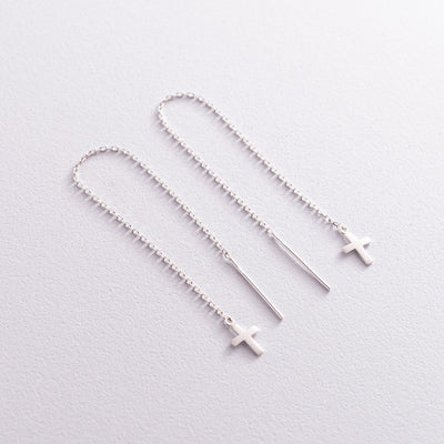 Silver cross chain earrings