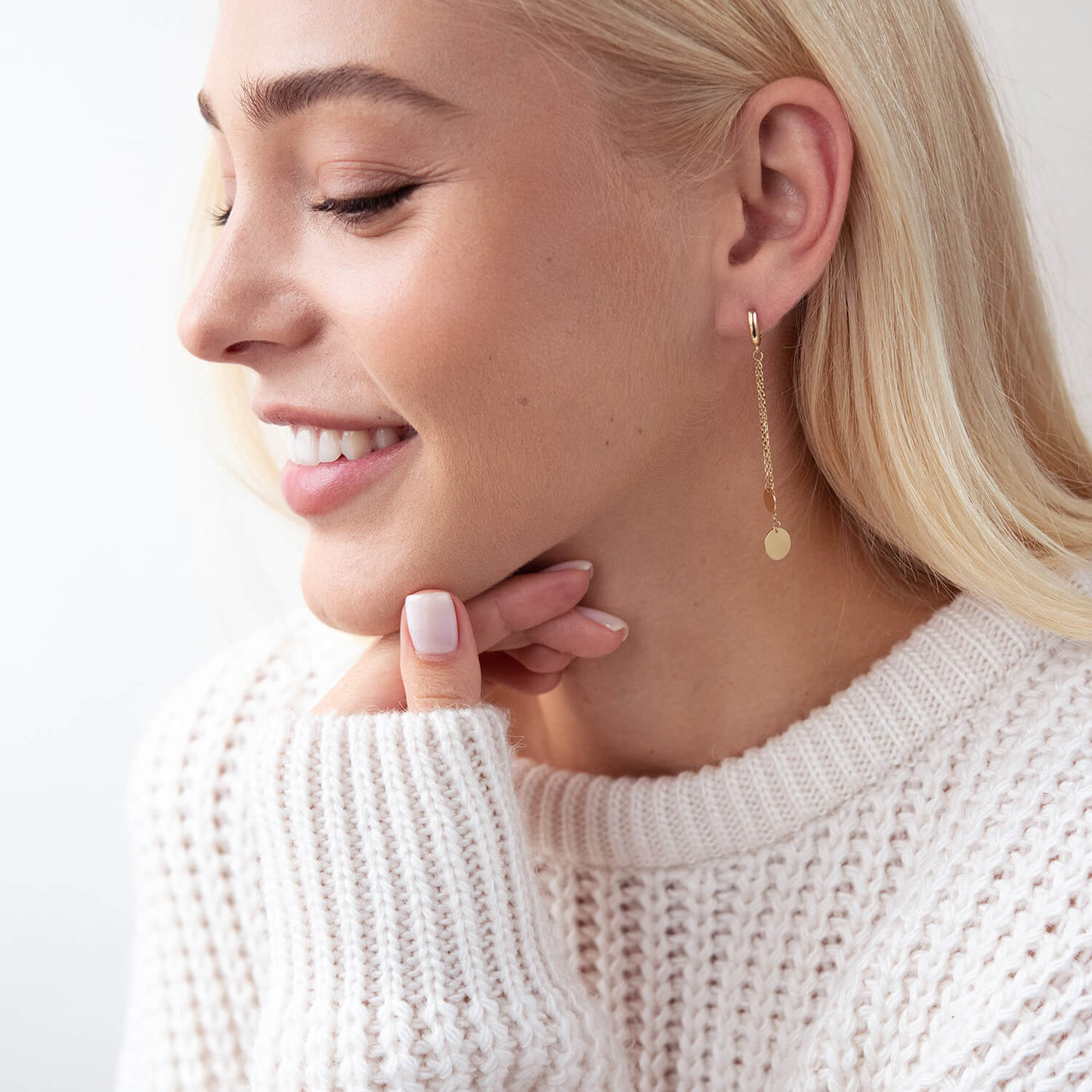 Gold coins chain earrings