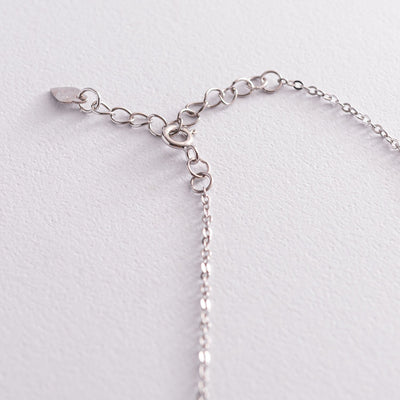 Silver tie necklace with cubic zirconia