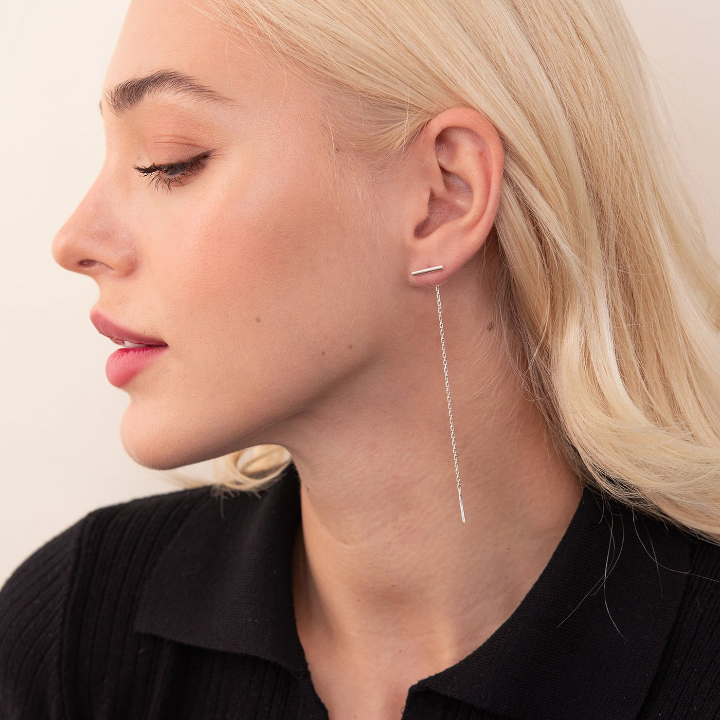 Silver minimalist chain earrings