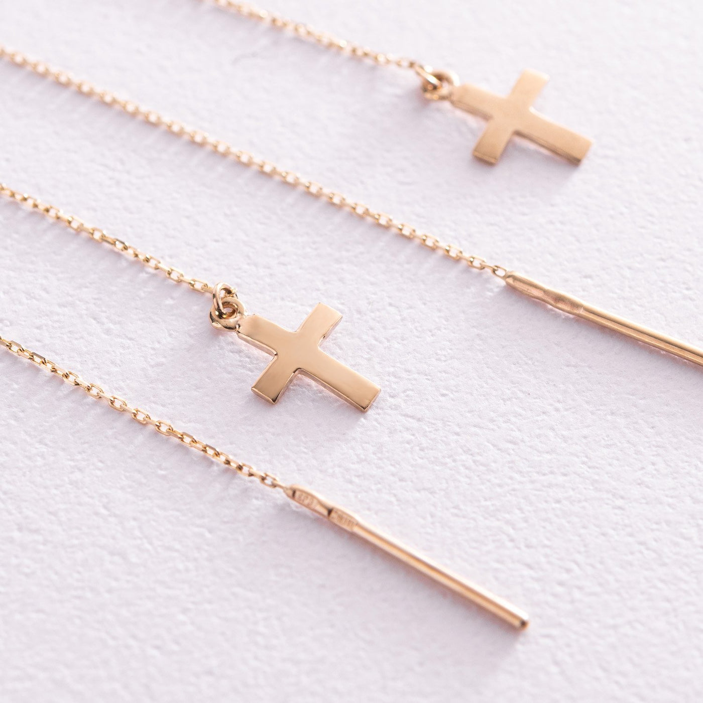 Gold cross chain earrings