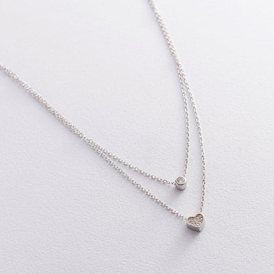 Silver heart necklace with cubic zirconia