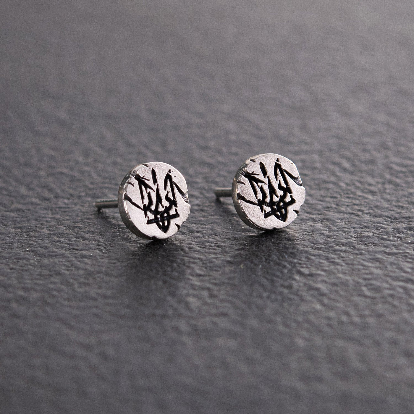 Stud earrings "Coat of arms of Ukraine - Trident. Glory to Ukraine, Glory to the Heroes"