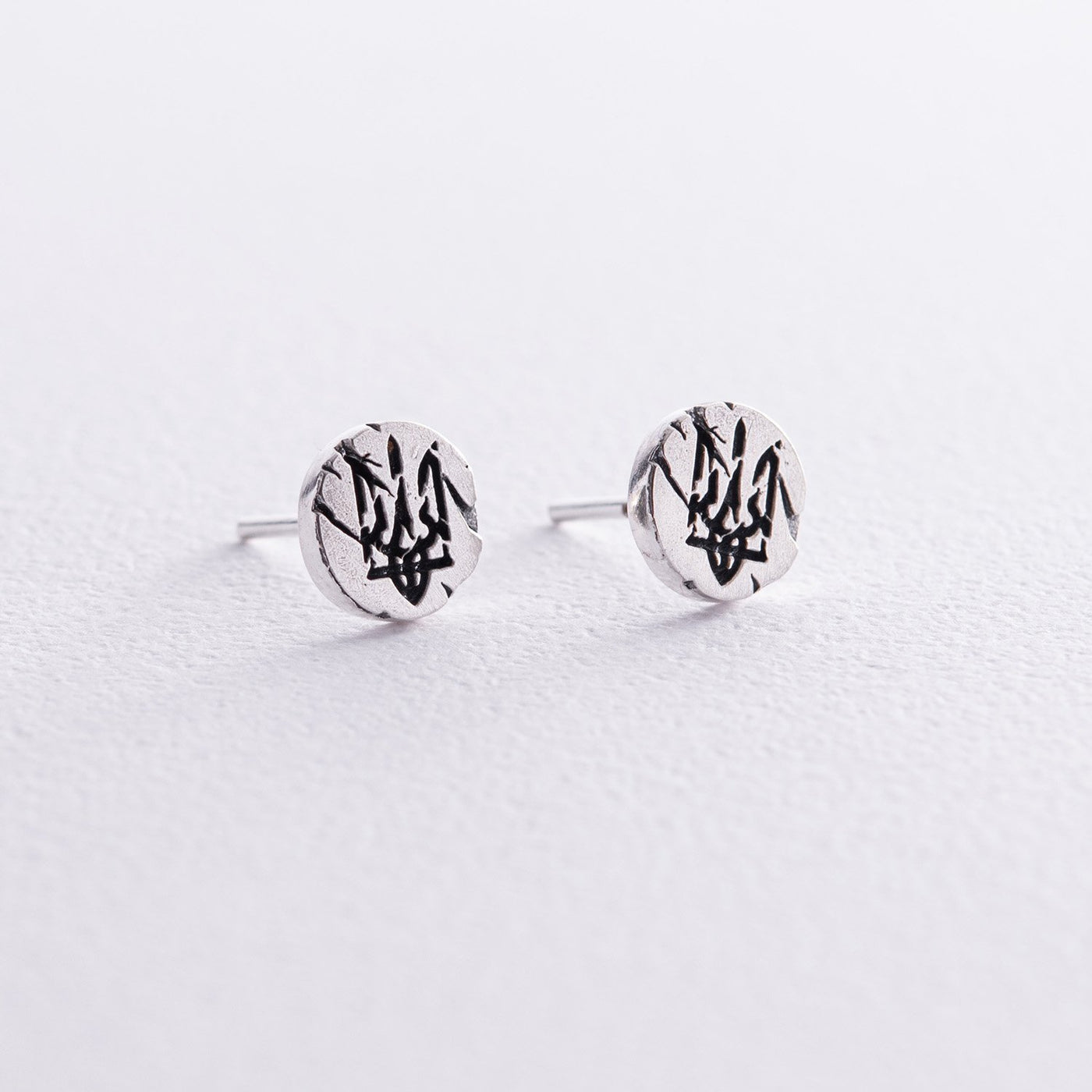 Stud earrings "Coat of arms of Ukraine - Trident. Glory to Ukraine, Glory to the Heroes"