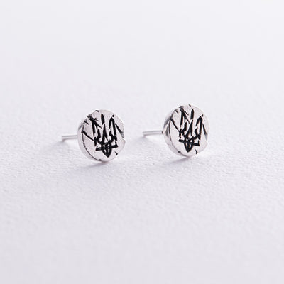 Stud earrings "Coat of arms of Ukraine - Trident. Glory to Ukraine, Glory to the Heroes"