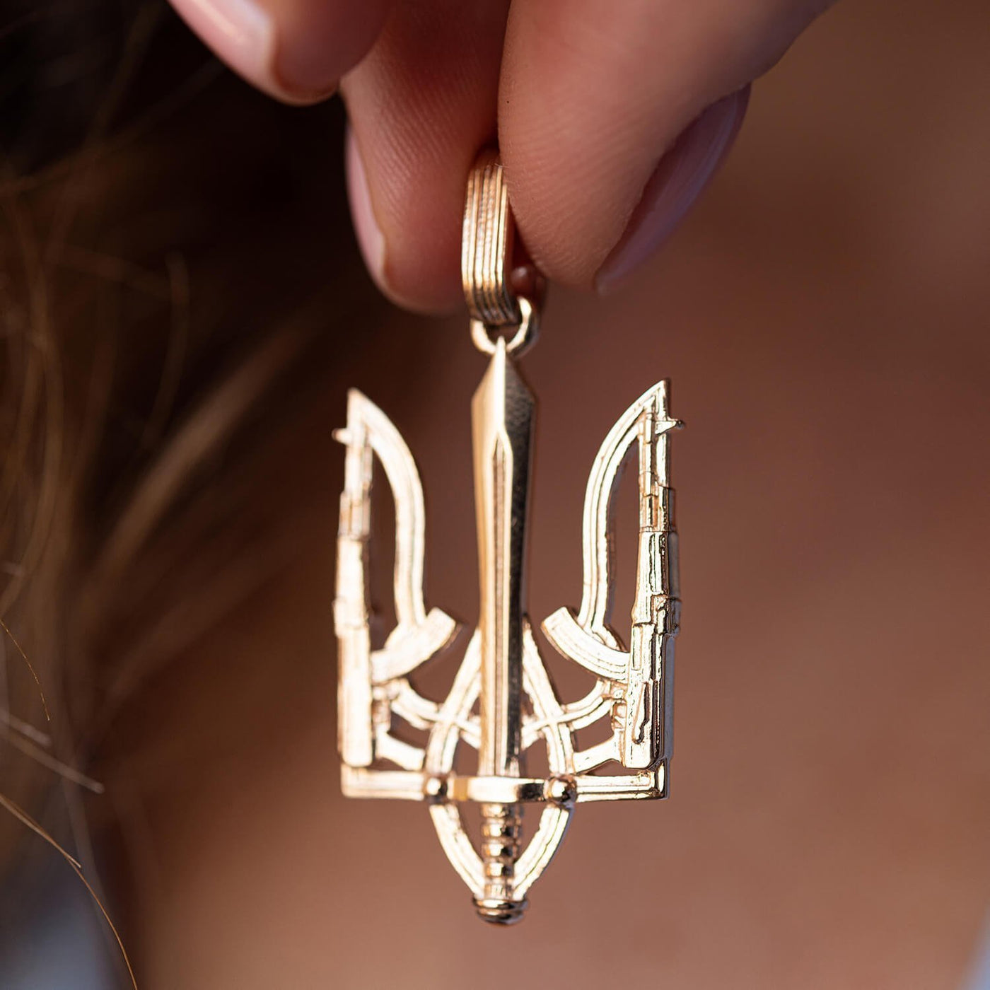 Gold Pendant "Coat of arms of Ukraine - Trident"