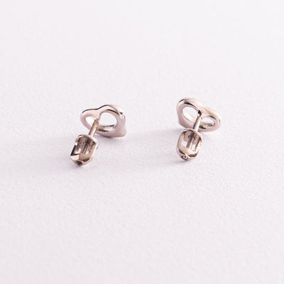 White Gold Heart Stud Earrings